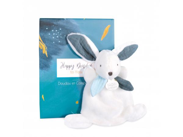 Doudou avec mouchoir lapin bleu marine boh'aime Doudou et compagnie DC4016